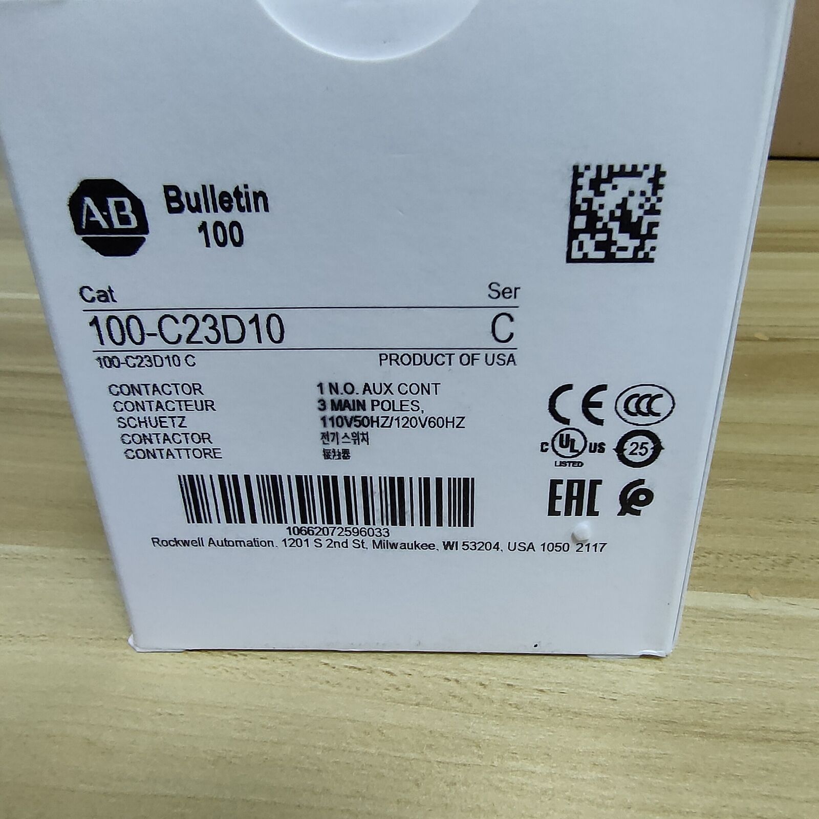Allen-Bradley 100-C23D10 IEC Contactor 110/120 VAC 3-P 23A New Factory Sealed - High-Efficiency Industrial Contactor - ALLEN-BRADLEY