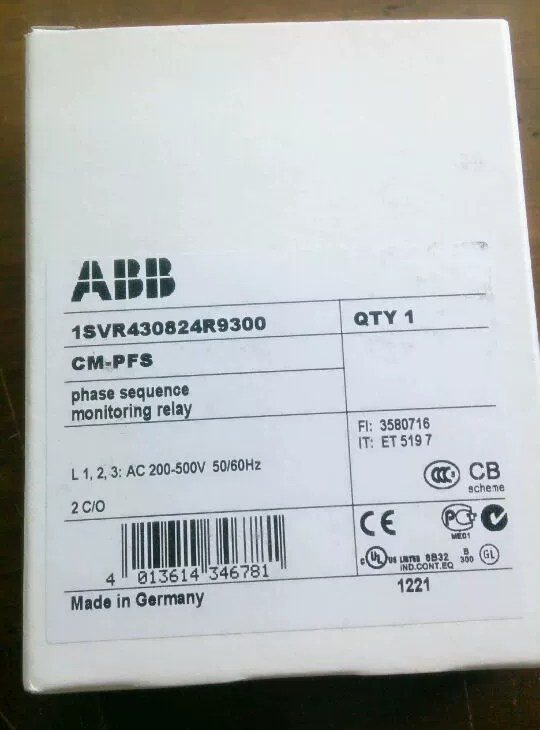 new 1pc ABB CM-PFS phase sequence monitoring relay