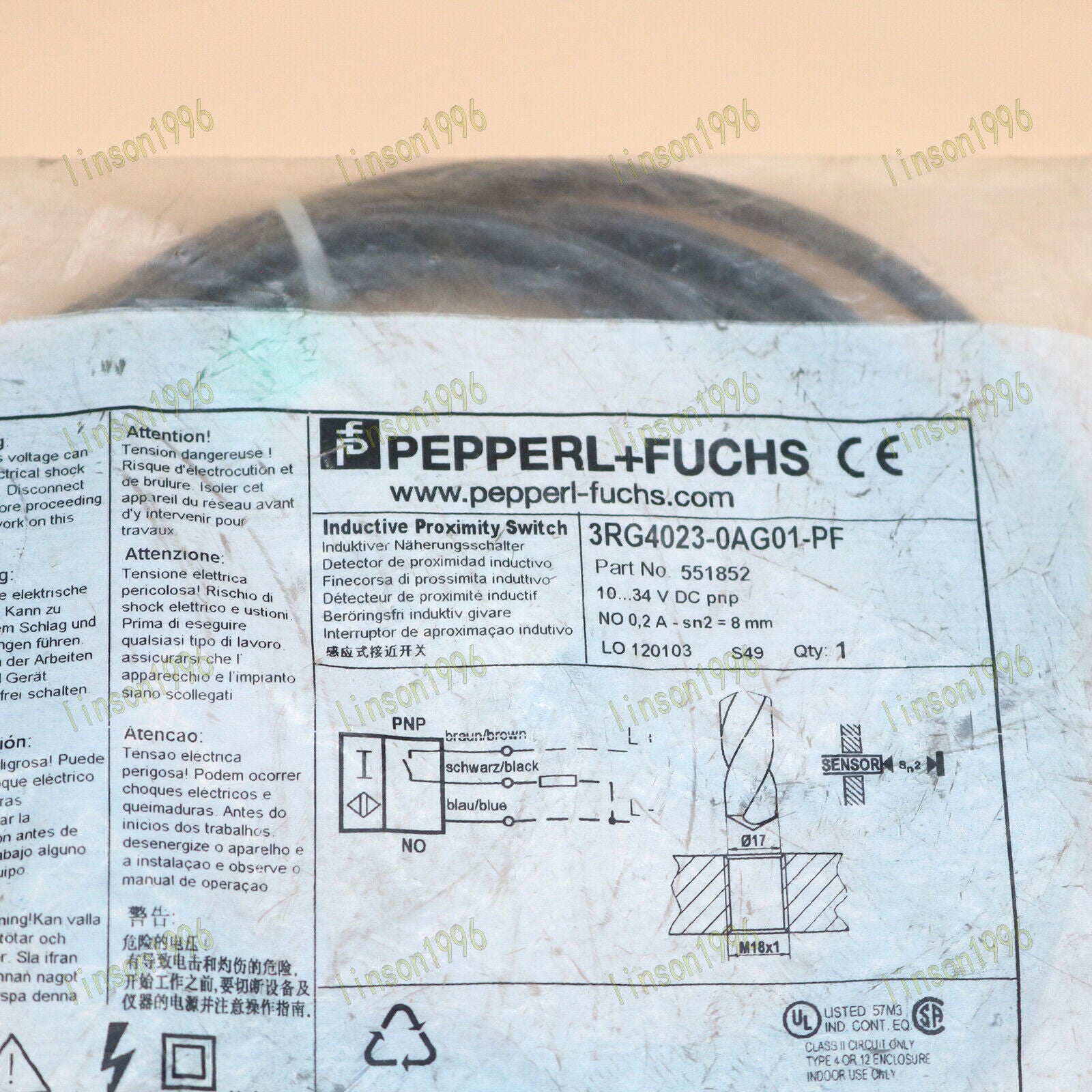 1-Piece Pepperl+Fuchs P+F Sensor 3RG4023-0AG01-PF Stock - PEPPERL+FUCHS