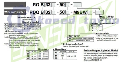 SMC RQB20-25 Through-Hole Standard Compact Cylinder With Air Cushion 1PCS