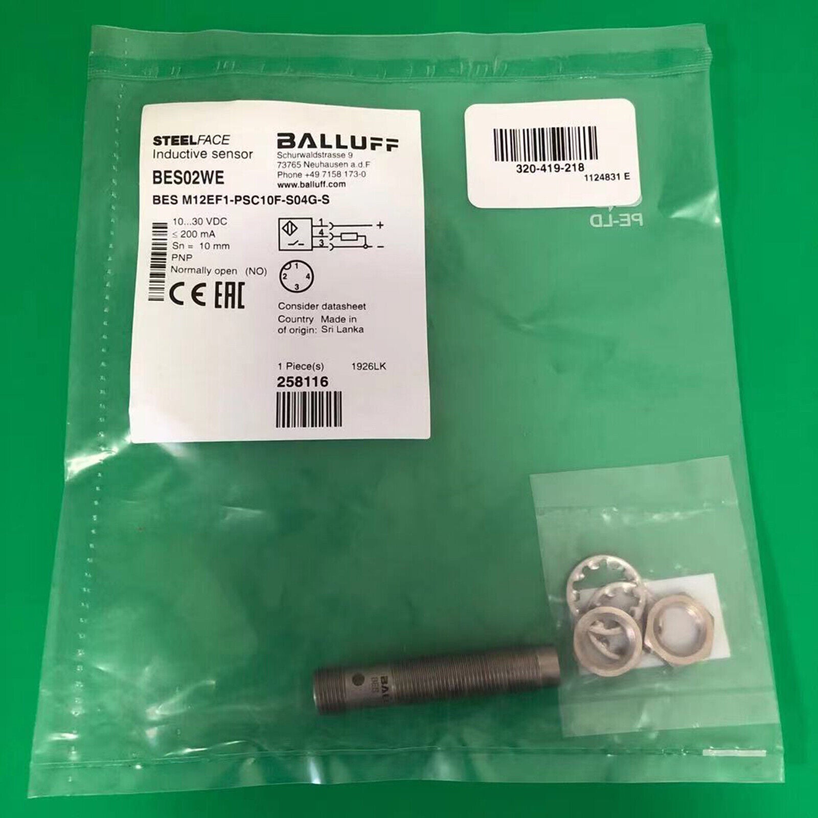 Balluff Proximity Switch BES M12EF1-PSC10F-S04G-S - BALLUFF