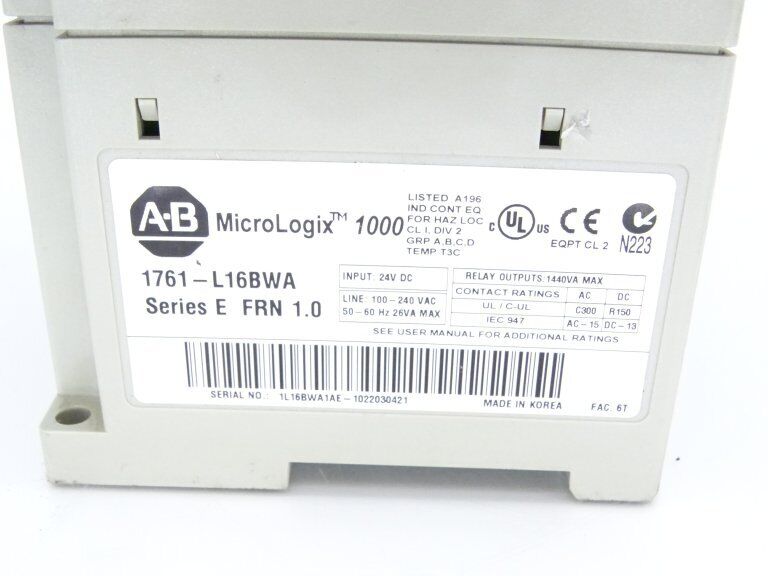 Allen Bradley 1761-L16BWA Series E PLC Processor - ALLEN BRADLEY