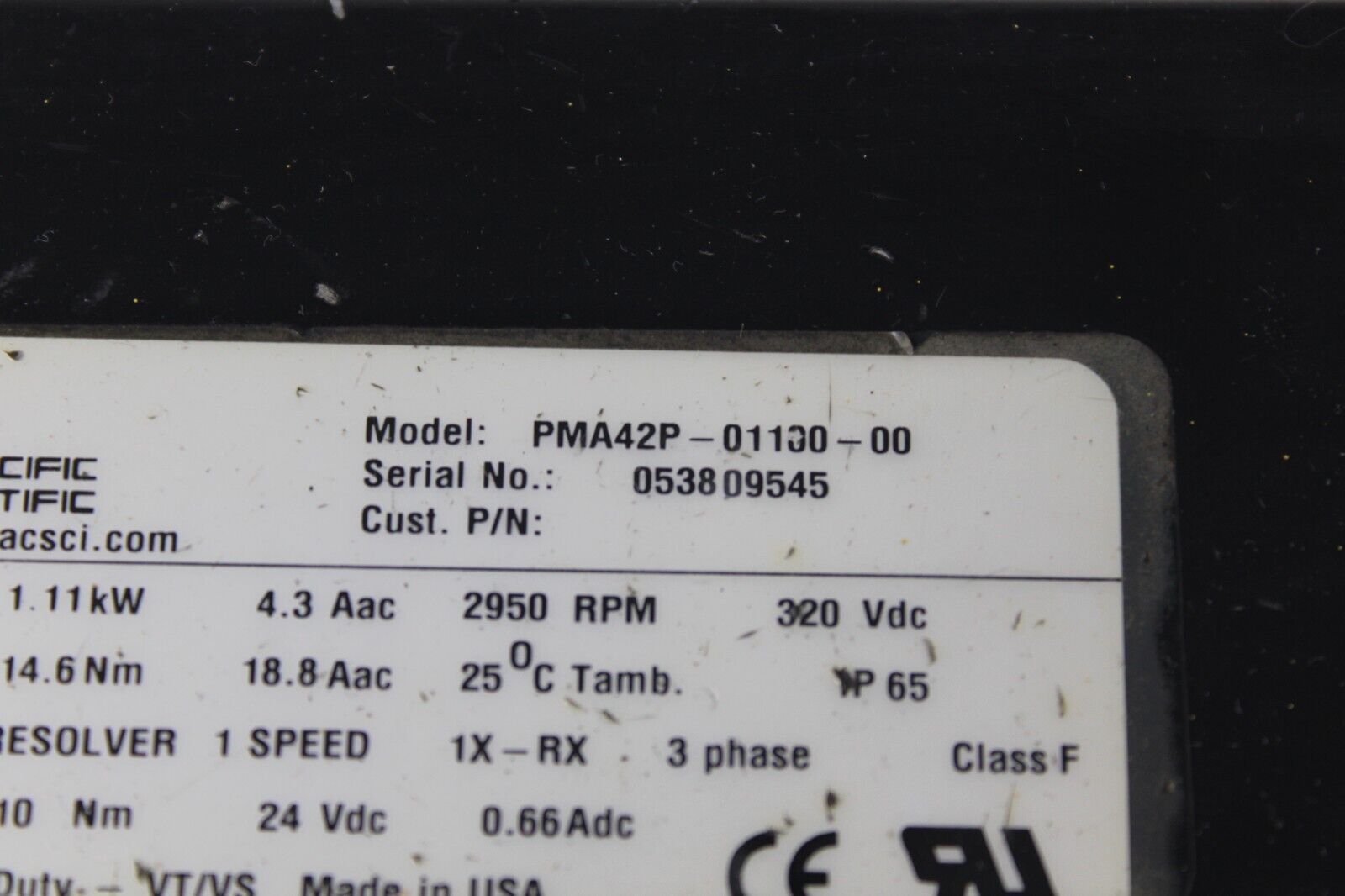 used Pacific Scientific PMA43P-00100-00 Motor Gearbox - PACIFIC SCIENTIFIC