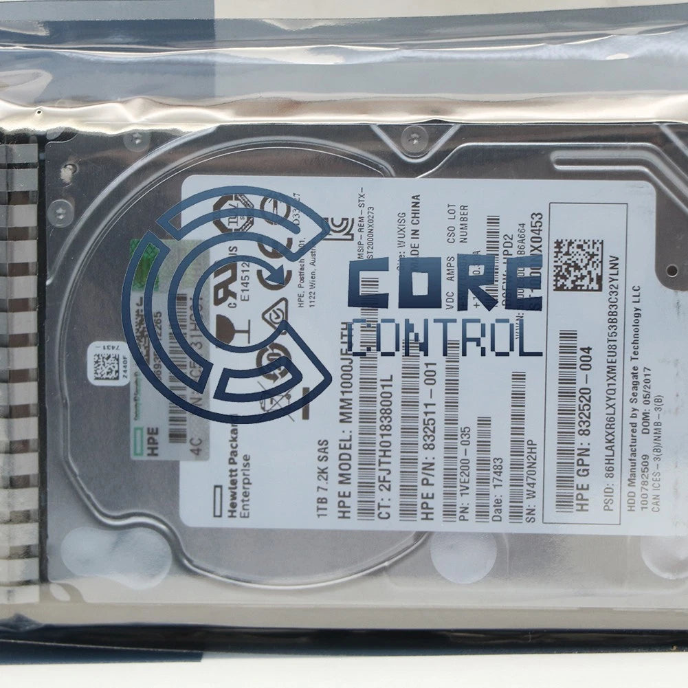 1PCS HPE 832984-001 832514-B21 1TB 7.2K 12G SFF 2.5 SAS SC HDD G9 G8