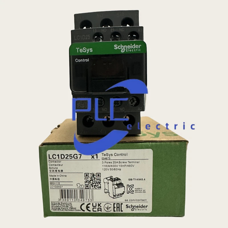 LC1D25G7 Schneider contactor 3 phase 3 NO, 120VAC 50/60Hz coil US Inventory