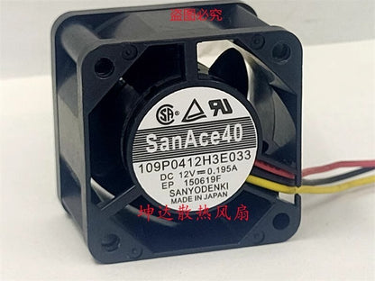 Sanyo 109P0412H3E033 4028 DC12V 0.195A 4CM 3-Wire Cooling Fan