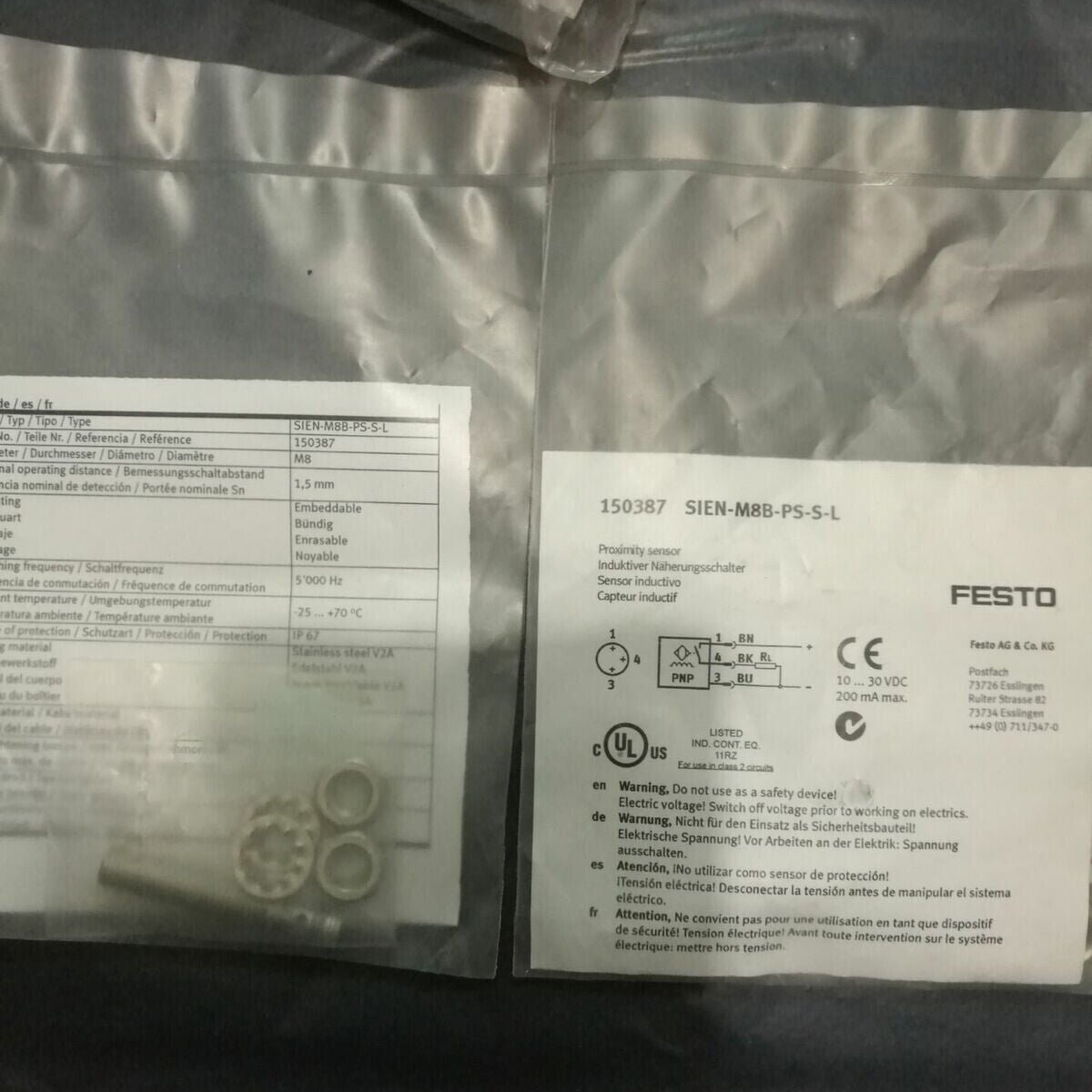 new festo 150387 proximity switch sien-m8b-ps-s-l spot stocks - FESTO