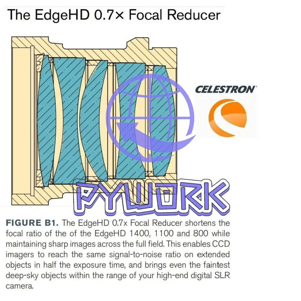 CELESTRON 0.7X Focal Reducer for EdgeHD8/ HD925/ HD11/ HD14 Scopes&Optical Tubes