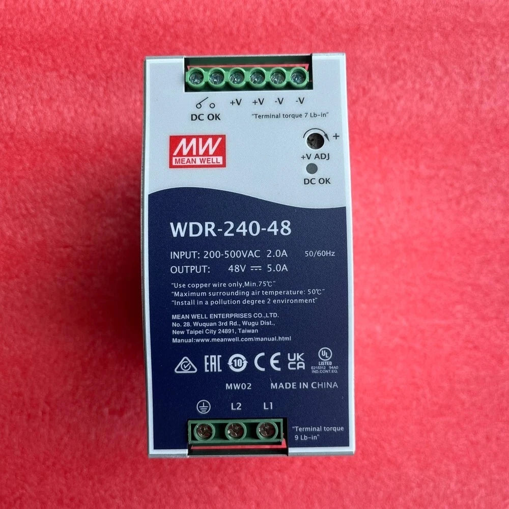 MEAN WELL WDR-240-48 48V 5A 240W Single Gang Output DIN-Rail Power Supply