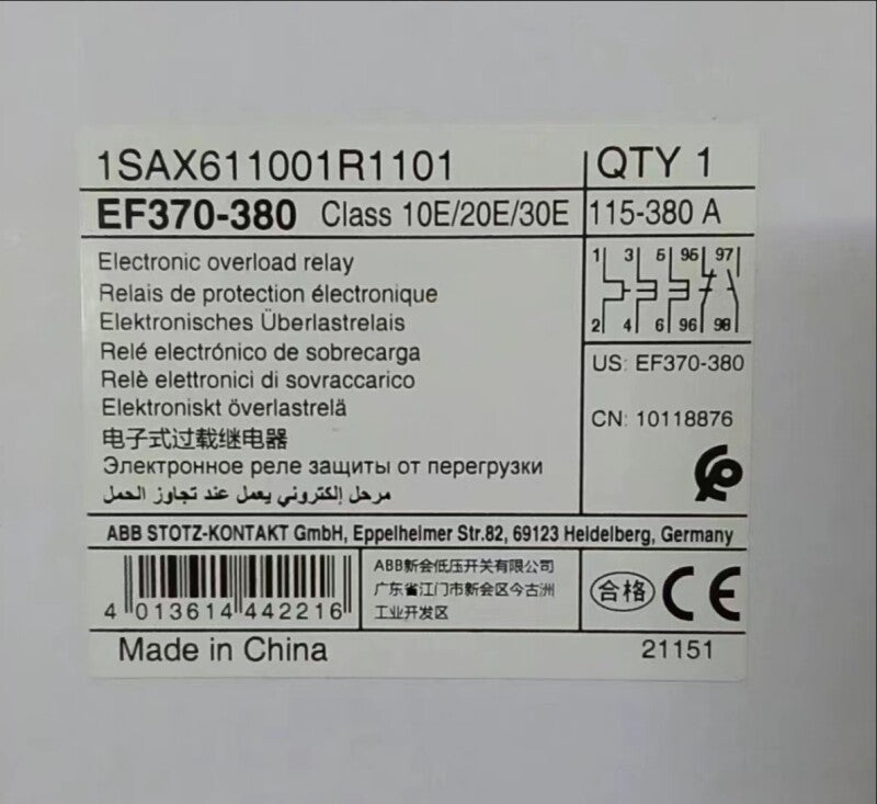 1pc ABB EF370-380 Electronic Overload Relay 115-380A 1SAX611001R1101