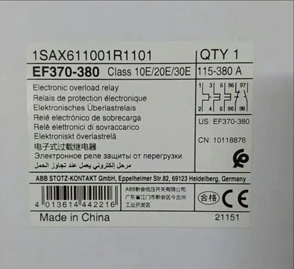 1pc ABB EF370-380 Electronic Overload Relay 115-380A 1SAX611001R1101