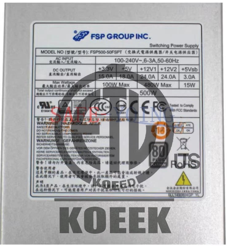 One FSP FSP500-50FSPT Power Supply Module 500W 90-240V #Ko