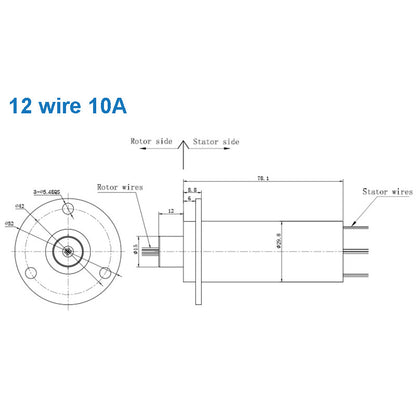 High Current Conductive Slip Ring Electric Rotary Joint 2-12 Wires 2A-60A