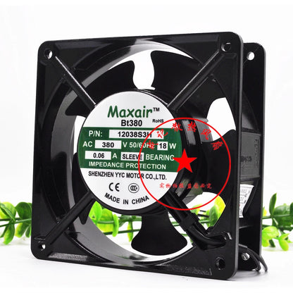 Maxair BT380 12038S3H 12038 AC380V 18W 0.06A 12CM Metal Cooling Fan