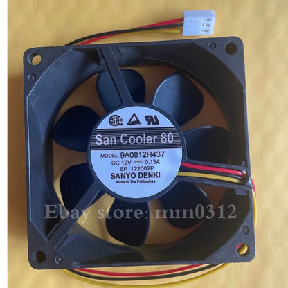 San Cooler 80 9A0812H437 12V 0.13A 8cm 8025 3-wire chassis cooling fan