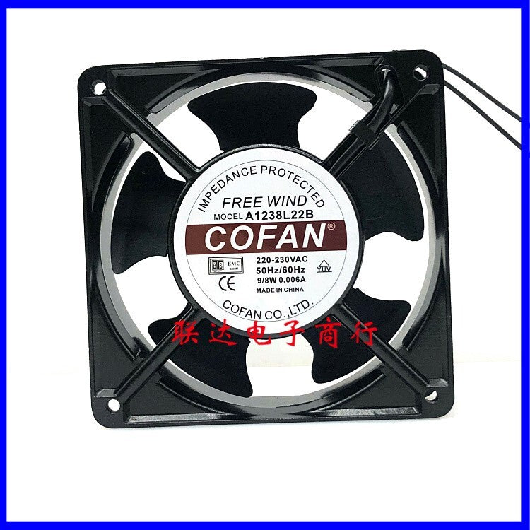 COFAN A1238L22B 220V 8/9W 0.06A 12CM axial flow heat fan