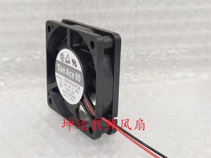 Sanyo 109P0624H728 6015 DC24V 0.06A 6CM 2-Wire Inverter Cooling Fan
