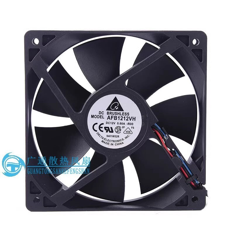 Delta AFB1212VH-R00 12025 DC12V 0.60A 12CM 3-Wire High Airflow Cooling Fan