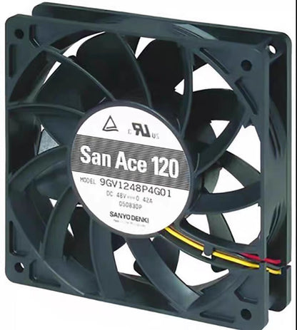 Sanyo 9GV1248P4G01 12025 DC48V 0.42A 12CM 4-Wire High Airflow Cooling Fan
