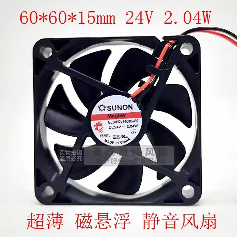 SUNON ME60152V2-000C-A99 6015 DC24V 2.04W 2-Wire Silent Cooling Fan