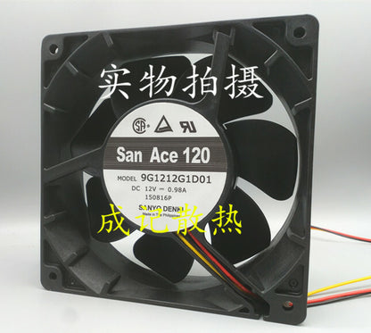 1pcs SANNYO 9G1212G1D01 12V 0.98A 120×120×38mm 3-wire cooling fan 3pin
