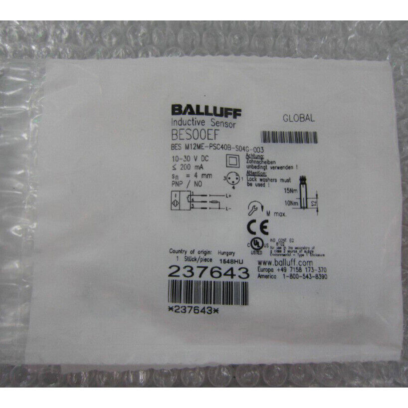 ONE BALLUFF BES M12ME-PSC40B-S04G-003 Proximity Switch - BALLUFF