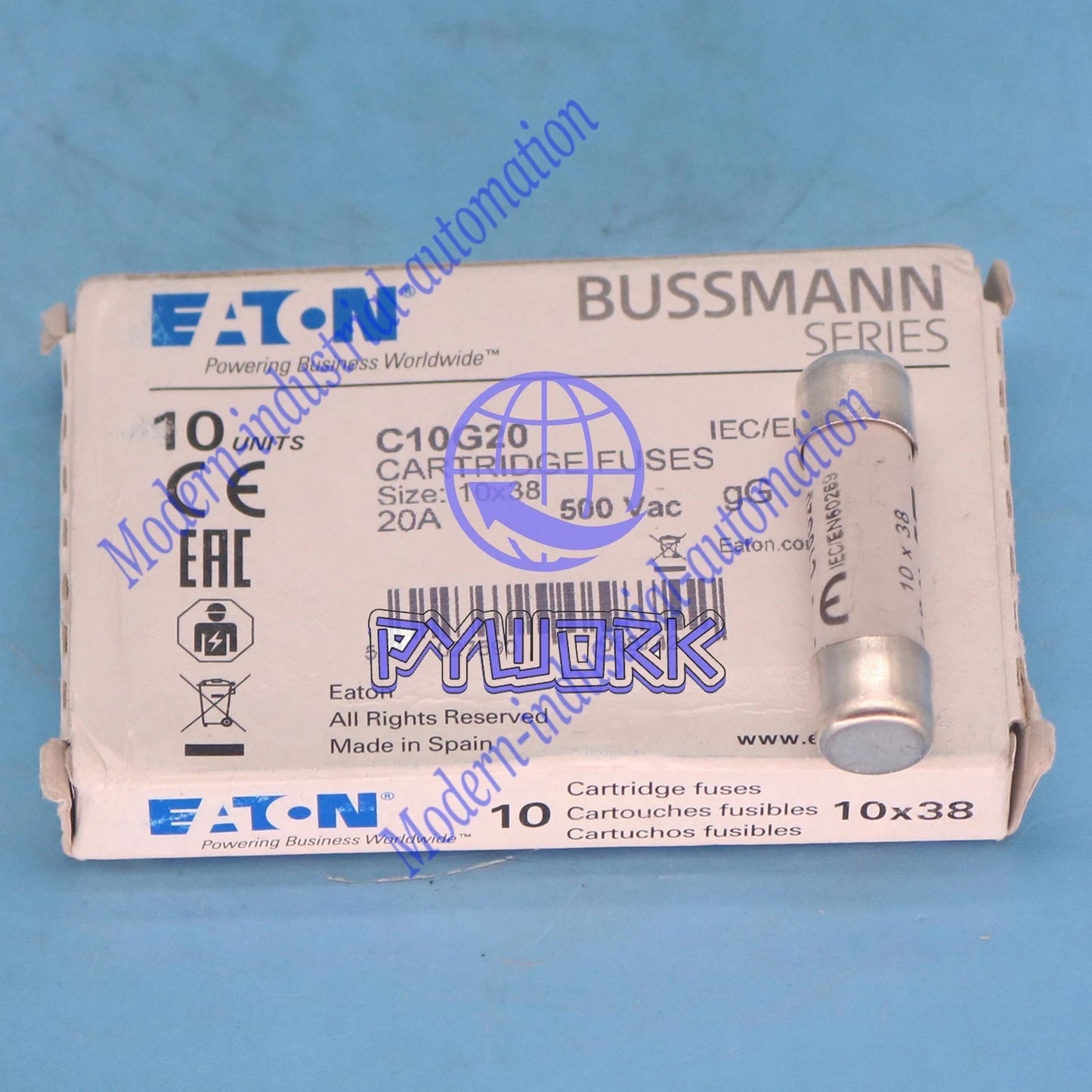 10pc eaton Bussmann C10G20 (20Amp) 20A 500Vac Cartridge Fuse 10x38mm #YP1