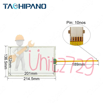 1SET for 2711P-T9W22D9P Glass Panel with Front Overlay Film Touch Screen #un