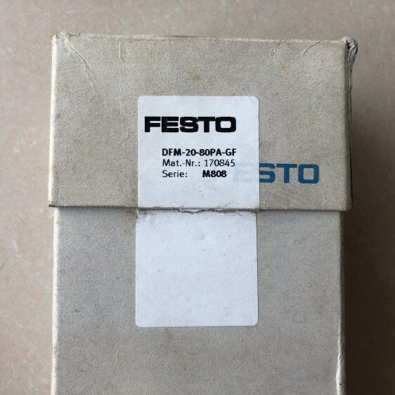 FESTO Guided Cylinder DFM-20-80-P-A-GF, 1-Year Warranty - FESTO