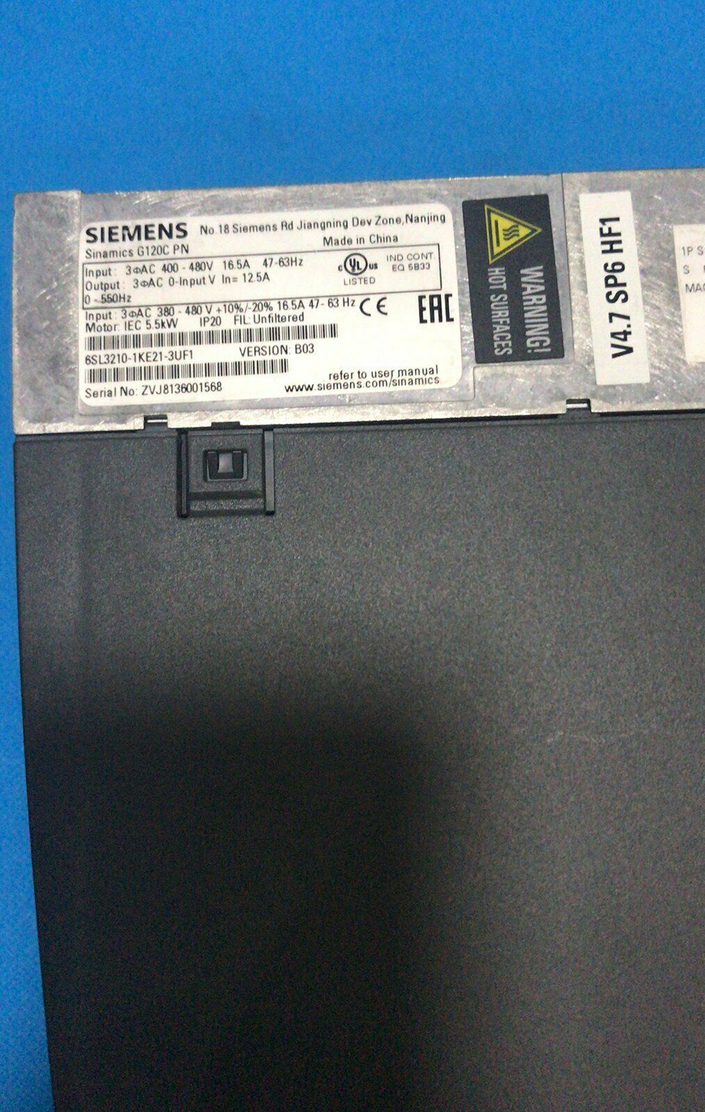 used ONE  6SL3210-1KE21-3UF1 Siemens Inverter Test Good