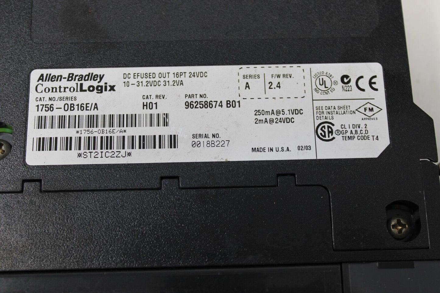 used Allen Bradley 1756-0B16E/A Output Module - ALLEN BRADLEY