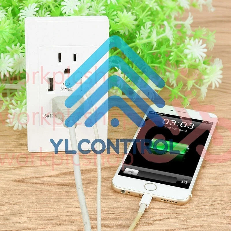 Dual USB Wall Outlet Charger Port Socket with 15A Electrical Receptacles Home US