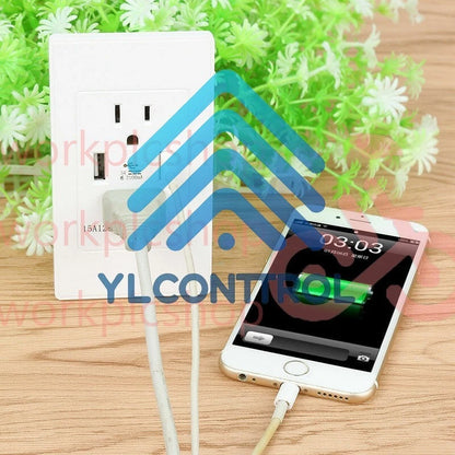 Dual USB Wall Outlet Charger Port Socket with 15A Electrical Receptacles Home US