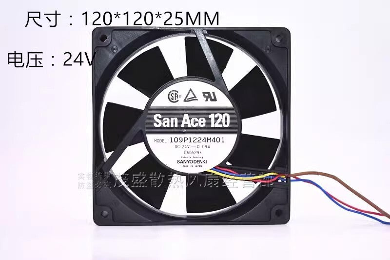 Sanyo 109P1224M401 12025 DC24V 0.09A 12CM 4-Wire Silent Cooling Fan