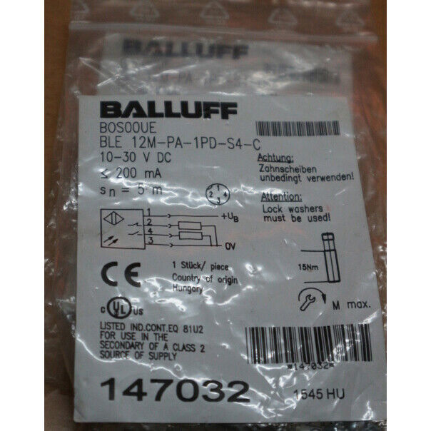 Balluff Photoelectric Switch Sensor BLE 12M-PA-1PD-S4-C Fast Ship - BALLUFF