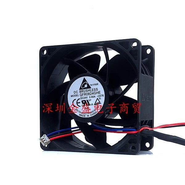 Delta QFR0824GHE-CE76 8038 DC24V 0.6A 80*80*38MM 3-Pin Inverter Cooling Fan