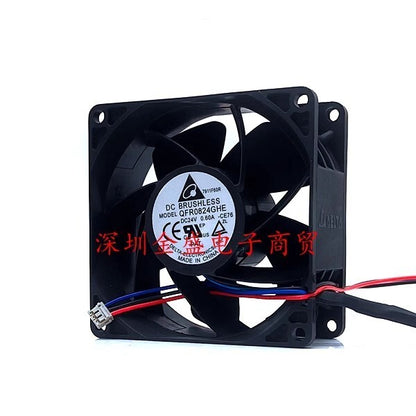 Delta QFR0824GHE-CE76 8038 DC24V 0.6A 80*80*38MM 3-Pin Inverter Cooling Fan