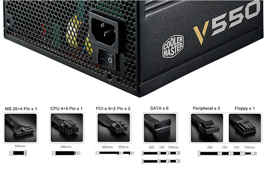 new Cooler Master V550 550W Game Power 80PLUS Gold Full Module Japanese Capacitor - COOLER MASTER