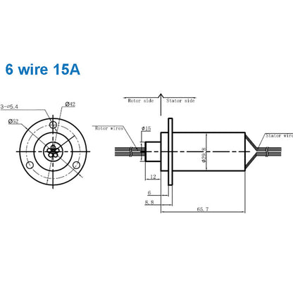 High Current Conductive Slip Ring Electric Rotary Joint 2-12 Wires 2A-60A