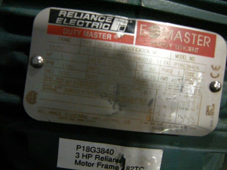 RELIANCE P18G38404 MOTOR 3HP 3PH 1740RPM 60HZ 230V/460V 2.9/3.7A FR. 182TC - RELIANCE