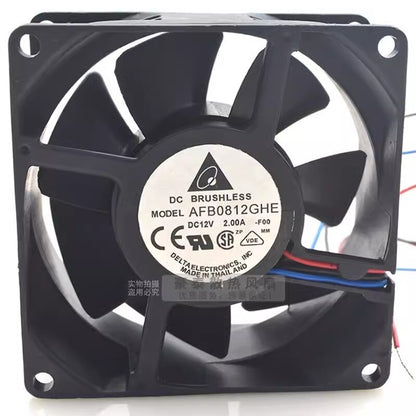 DELTA AFB0812GHE-F00 8038 DC12V 2.00A 8CM 3-Wire Silent Cooling Fan