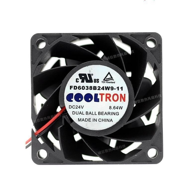 COOLTRON FD6038B24W9-11 DC24V 8.64W 60*60*38MM 2-Wire Inverter Cooling Fan