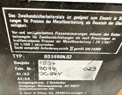 used Dold BD5980N.02 DC24V Safety Relay - DOLD