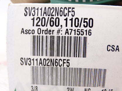ASCO SV311A02N6CF VALVE - ASCO