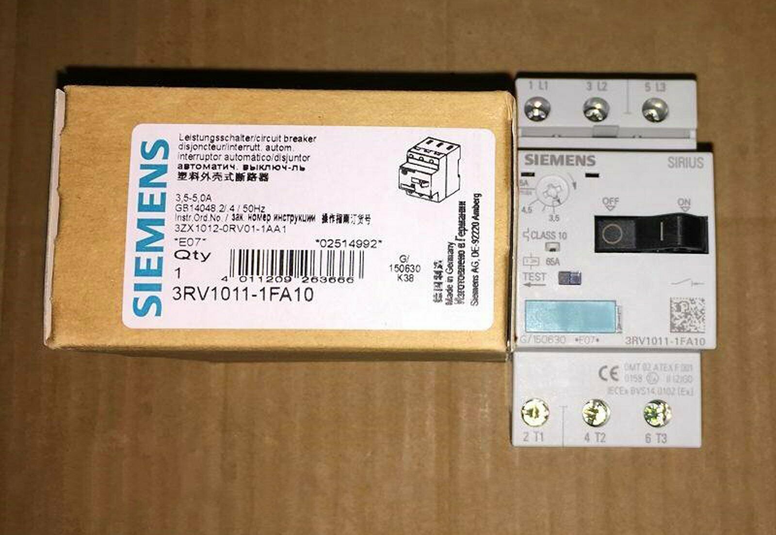 new  1PC Siemens 3.5-5A Motor Circuit Breaker 3RV1011-1FA10