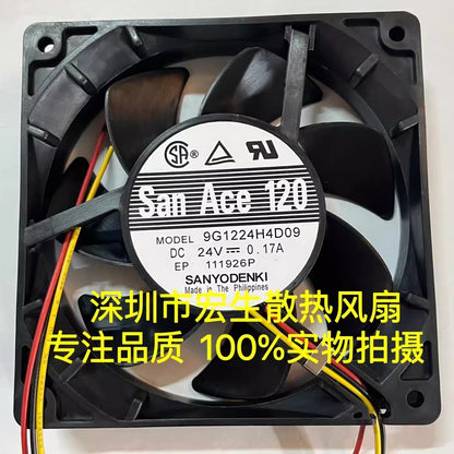 Sanyo 9G1224H4D09 12025 DC24V 0.17A 12CM 3-Wire Silent Cooling Fan