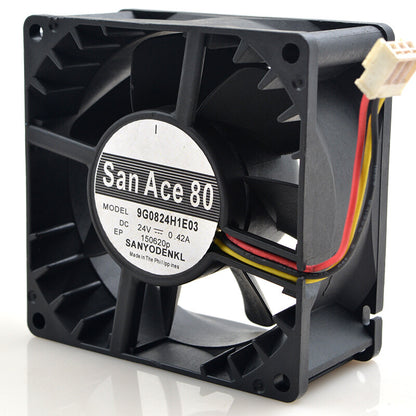 1pcs Sanyo 9G0824H1E03 8038 24V 0.42A 3-wire cooling fan
