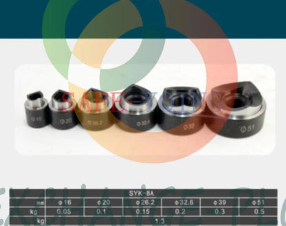 6 Die Hydraulic Knockout Punch Driver Kit Hole Tool molds 16-51MM #ex