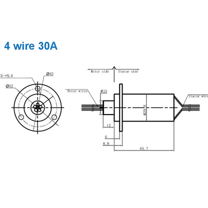 High Current Conductive Slip Ring Electric Rotary Joint 2-12 Wires 2A-60A