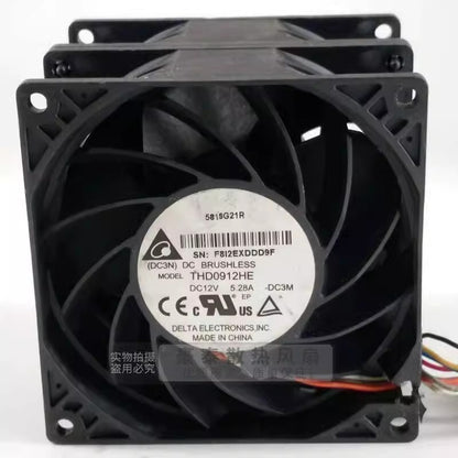 Delta THD0912HE 9038 DC12V 5.28A 9CM 4-Wire PWM Mute Cooling Fan